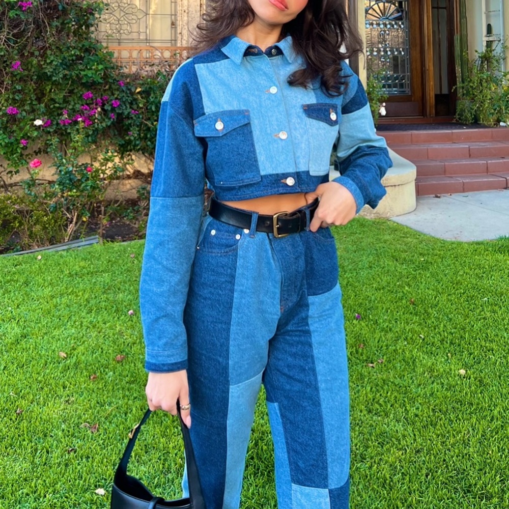 Beautiful Two Piece Patchwork Denim Set - image 1
